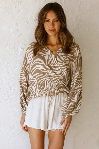Brown Zebra Print Blouse