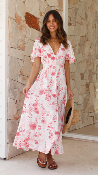 Chera Maxi Dress - Pink Floral