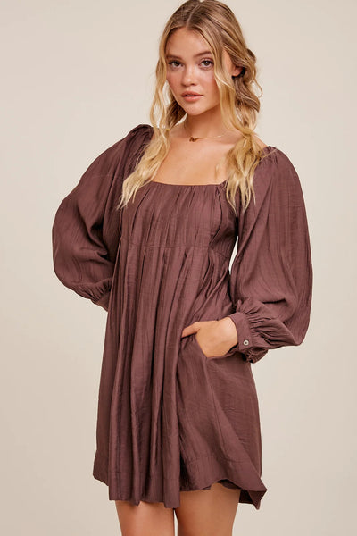 Brown Babydoll Mini Dress