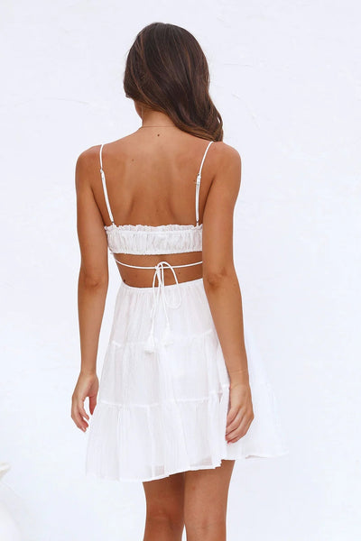 White Front Tie Slip Mini Dress