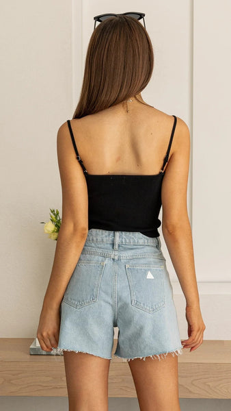 Black Cami Tank Crop Top