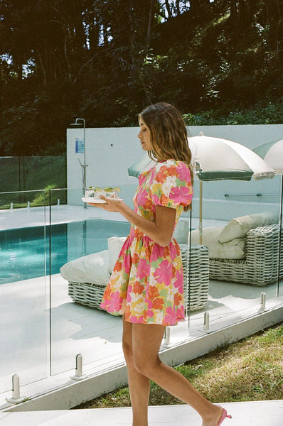 Pink Floral Mini Dress