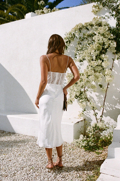 White Sleeveless Midi Dress