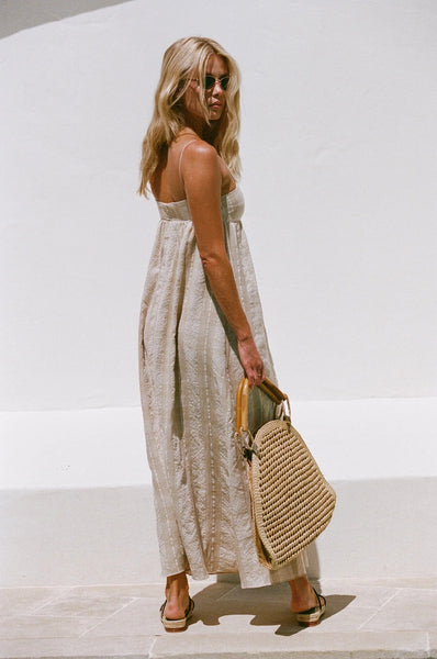 Khaki Plaid Slip Midi Dress