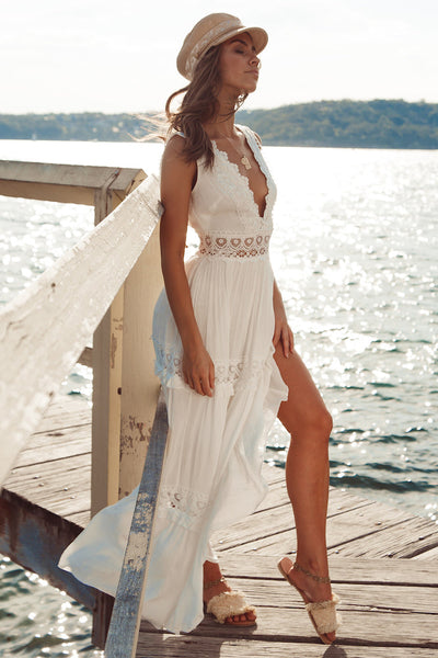 Playing Games Maxi Dress White