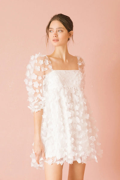 White Daizy Tulle Mini Dress