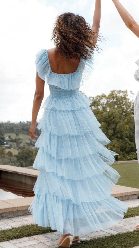 Light Blue Tulle Midi Dress