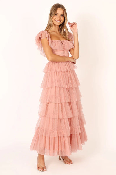 Blush Tulle Midi Dress