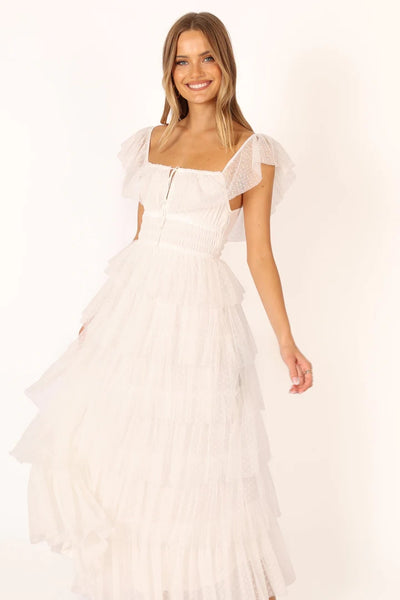 White Tulle Midi Dress