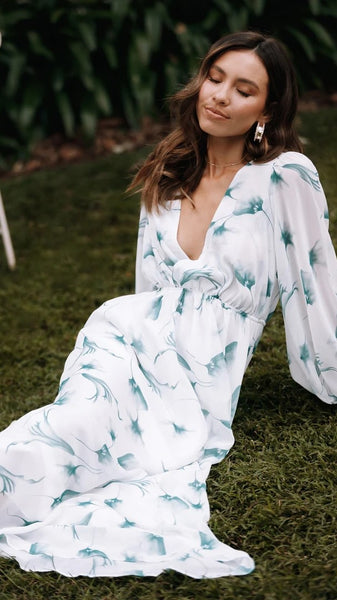 Demure Watercolor Floral Midi Dress