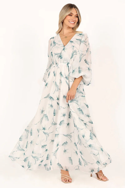 Demure Watercolor Floral Midi Dress
