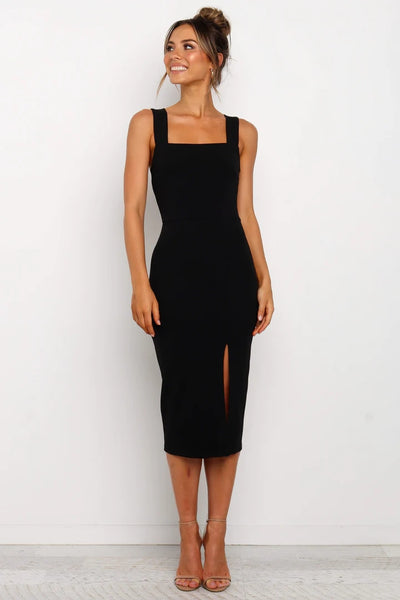 Black Pencil Midi Dress