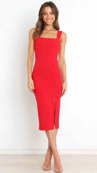Red Pencil Midi Dress