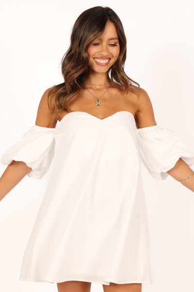 White Off Shoulder Mini Dress