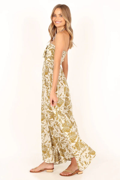 Green Floral Bandeau Midi Dress