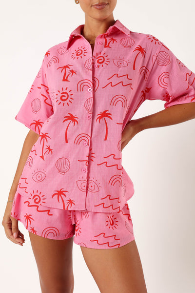 Tally Short Set - Pink Red