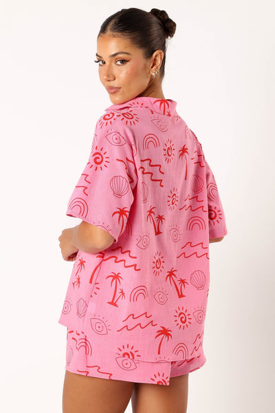 Tally Short Set - Pink Red