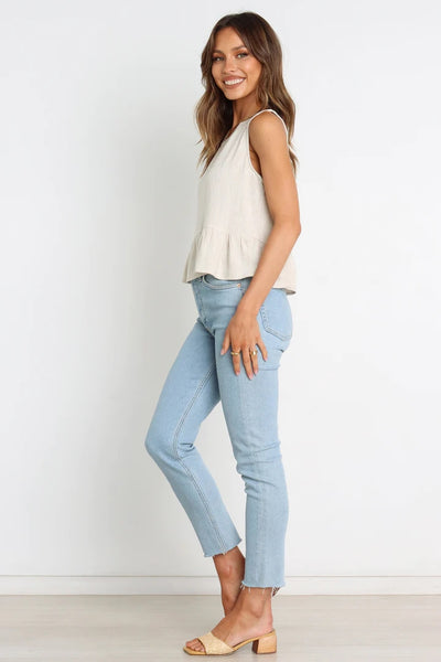 Beige Peplum Tank Top