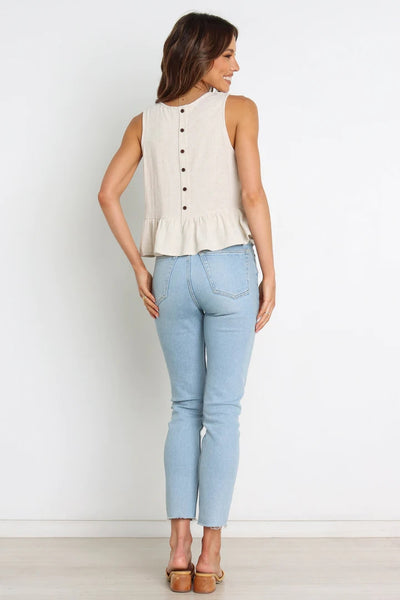 Beige Peplum Tank Top