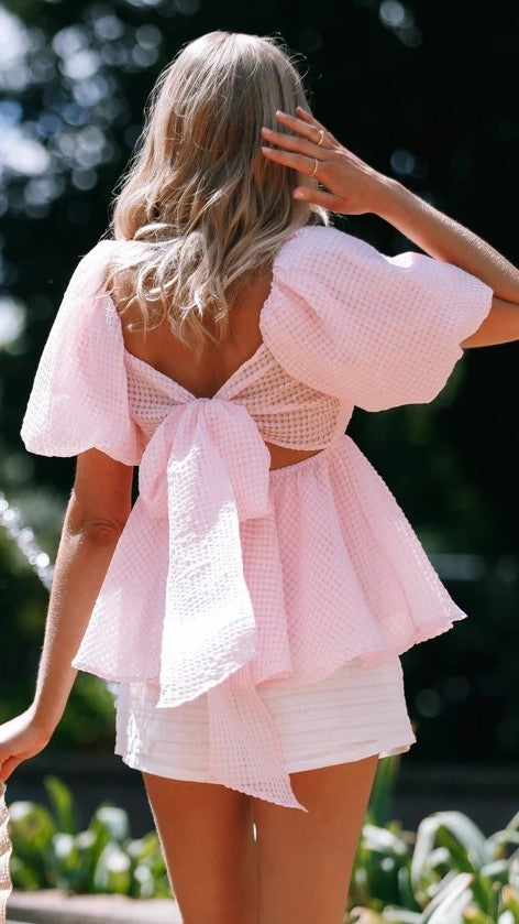 Pink Back Bow Top