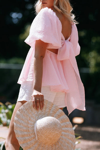 Pink Back Bow Top