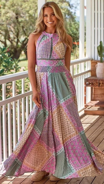 Lavender Haze Print Sleeveless Midi Dress