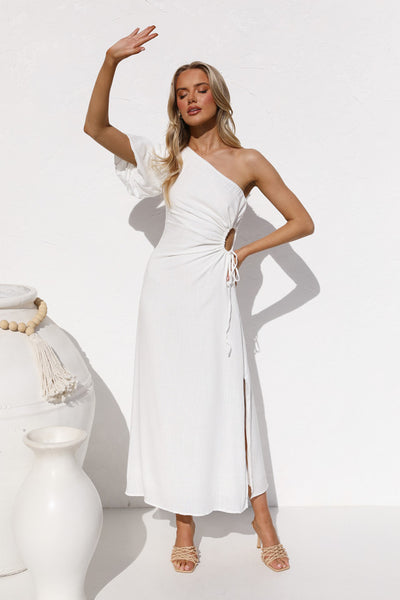 White Cutout Midi Dress