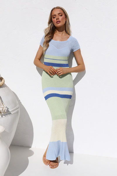 Color Block Knit Sweater Dress