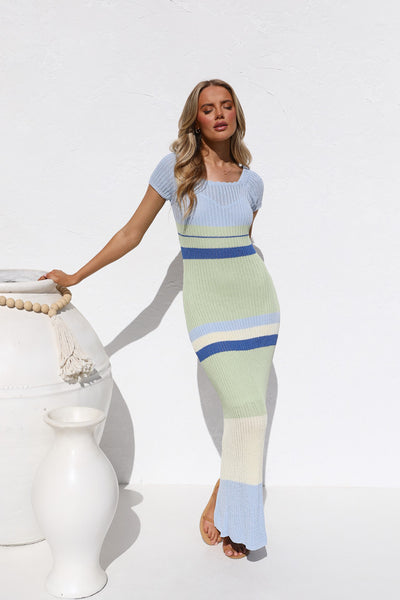 Color Block Knit Sweater Dress
