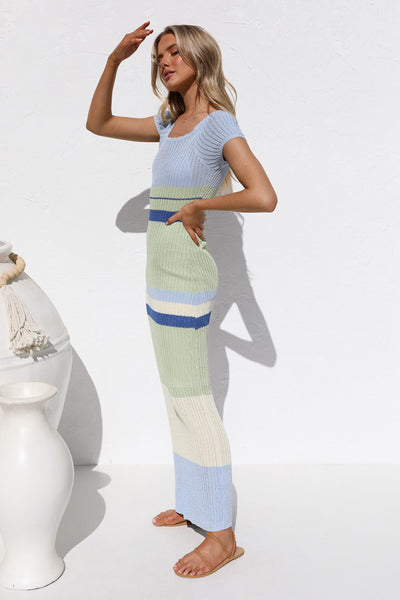 Color Block Knit Sweater Dress