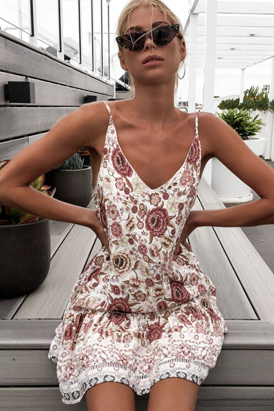 Pink Floral Slip-On Dress