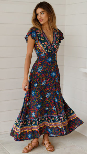 Navy Floral Sun Dress