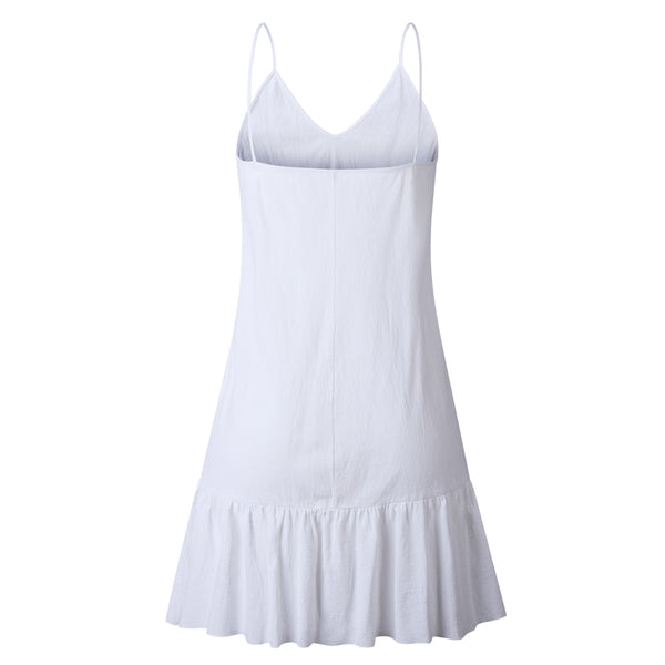 White V Neck Slip Dress