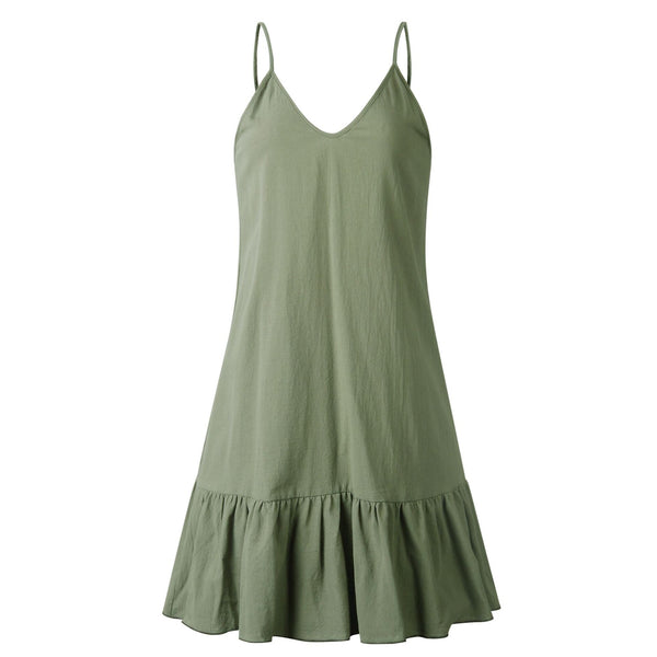Green V Neck Slip Dress
