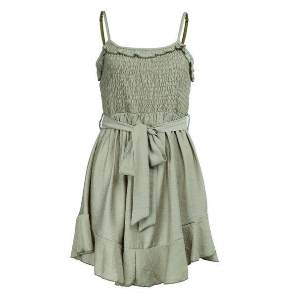 Olive Green Smocked Mini Dress