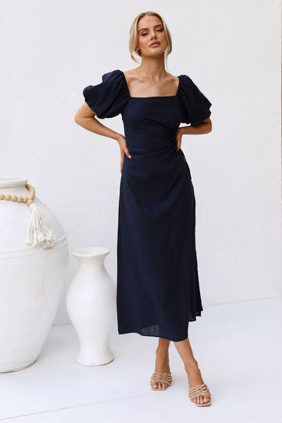 Navy Cutout Midi Dress