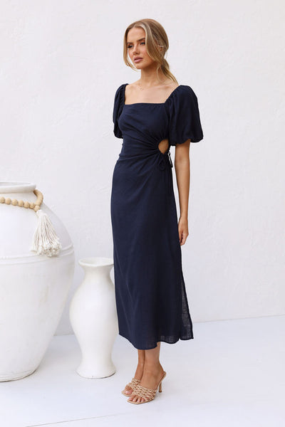 Navy Cutout Midi Dress