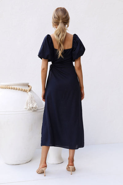 Navy Cutout Midi Dress