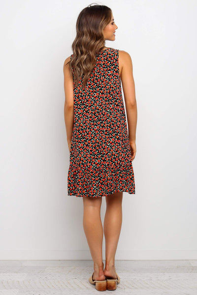 Black Garden Floral Button Down Dress