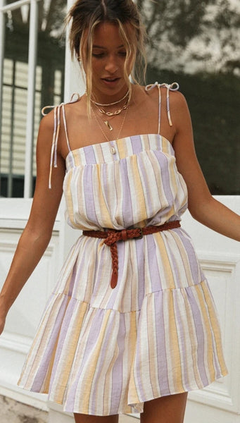 Pastel Striped Slip-On Dress