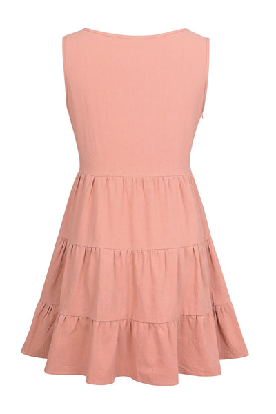 Pink Button Down Linen Dress