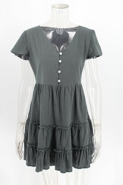 Green Button Down Linen Dress