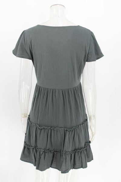 Green Button Down Linen Dress