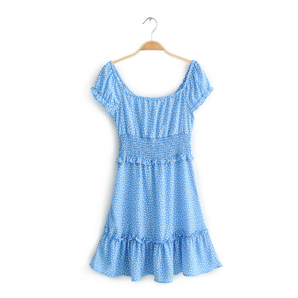 Blue Petal Floral Neck-Tie Dress
