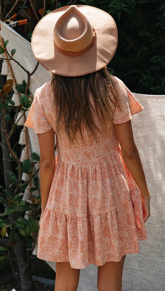 Coral Pink Buttoned Mini Dress