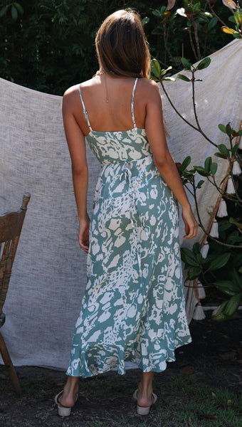 Blue Silhouette Cami High Slit Dress