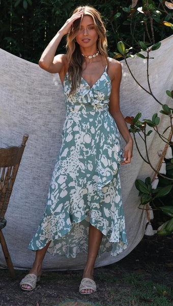 Blue Silhouette Cami High Slit Dress