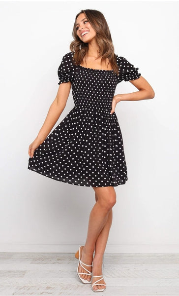 Black Polka Dot Skater Dress