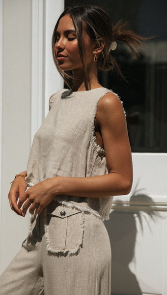 Raw Edge Tank and Pants Matching Sets