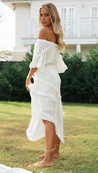 Solid White Off Shoulder Dress